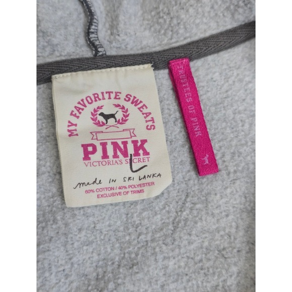 Victoria's Secret PINK University of Pink Graphic Full Zip Hoodie Gray Size L - Picture 2 of 11